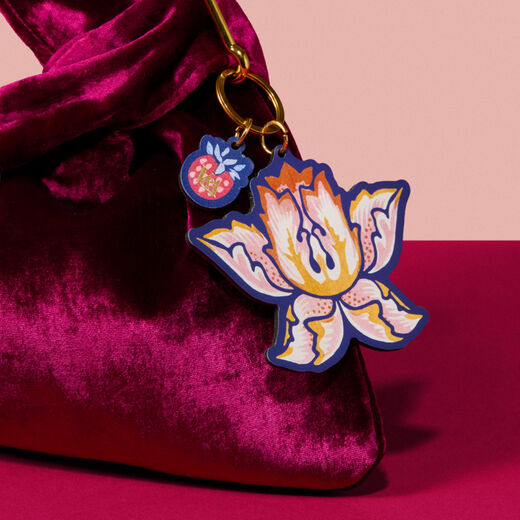 Floral leather bag charm